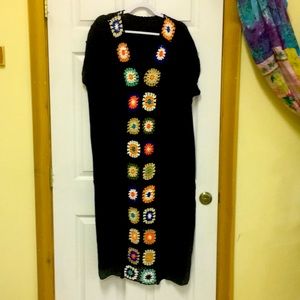 Granny Square Crochet Bathing Suit Cover up Beach Dress one Size NWOT